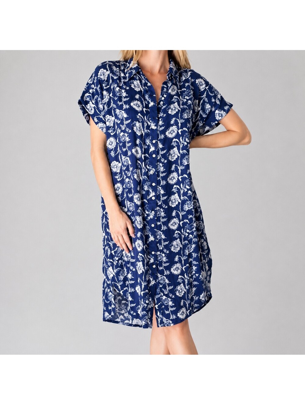 Natural Life XS Blue Floral Cotton Button Down Boho Cottagecore Hippie Festival